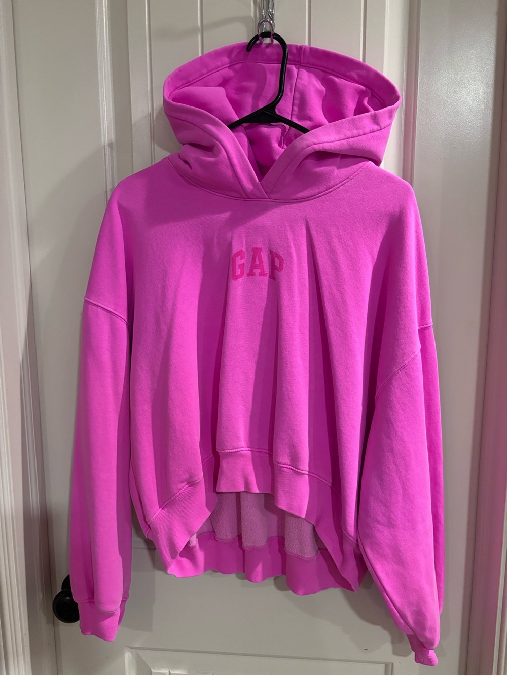 GAP Vibrant Pink Hooded Cropped Sweatshirt